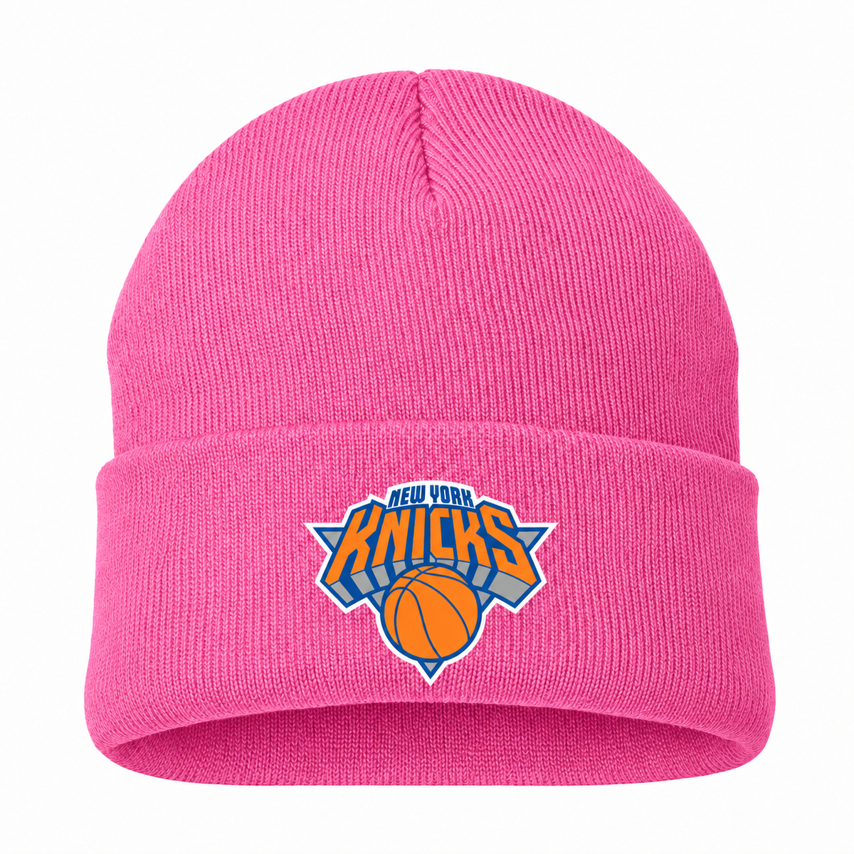 Pink - Front View - New York Knicks Beanie Hat