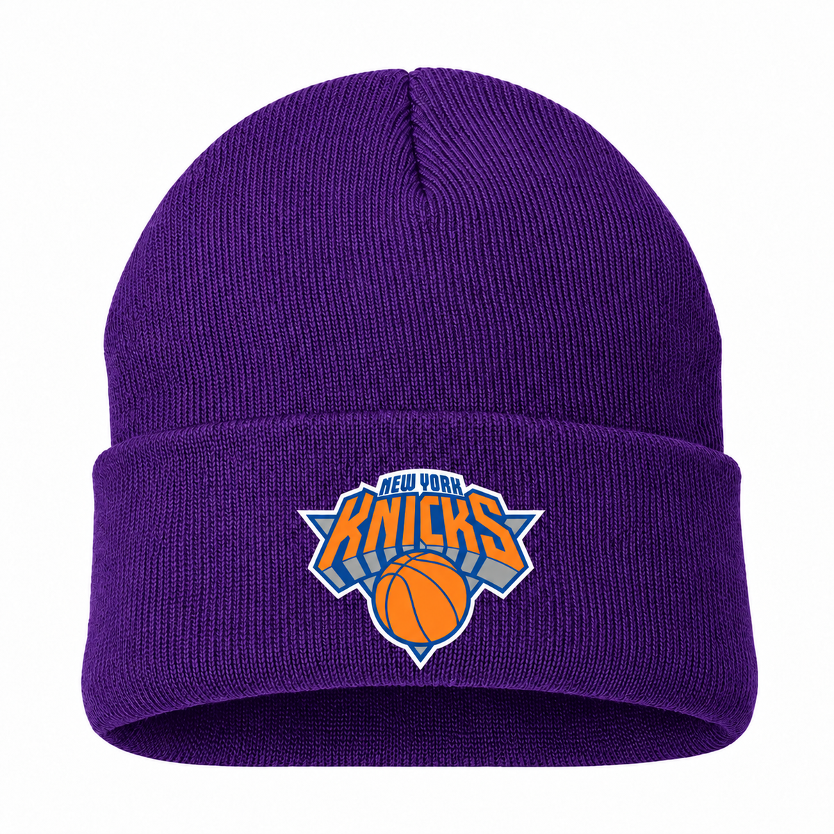 Purple - Front View - New York Knicks Beanie Hat