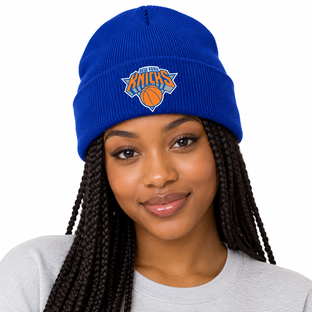 Royal Blue - Model View - New York Knicks Beanie Hat