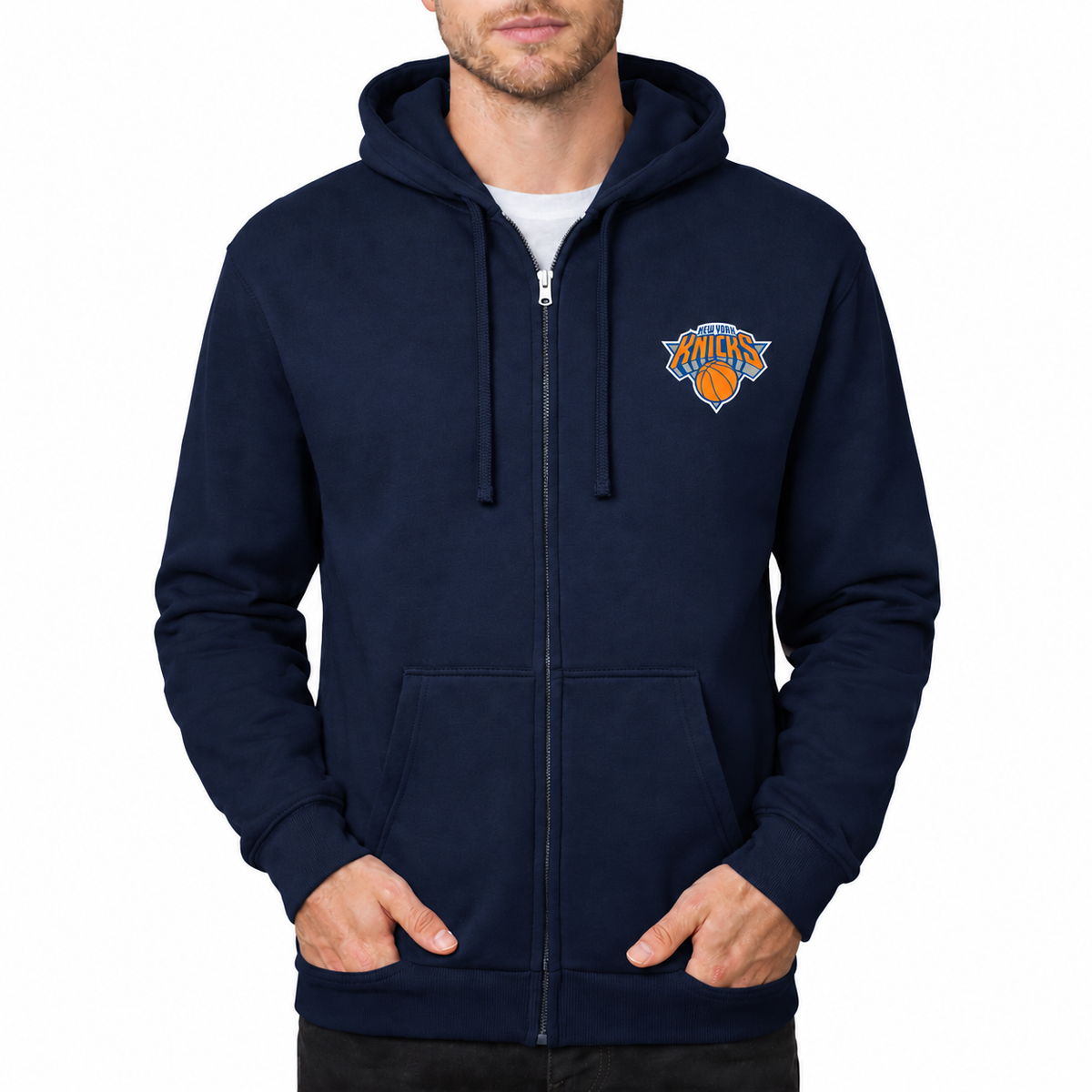 Men's New York Knicks Zipper Hoodie - Navy