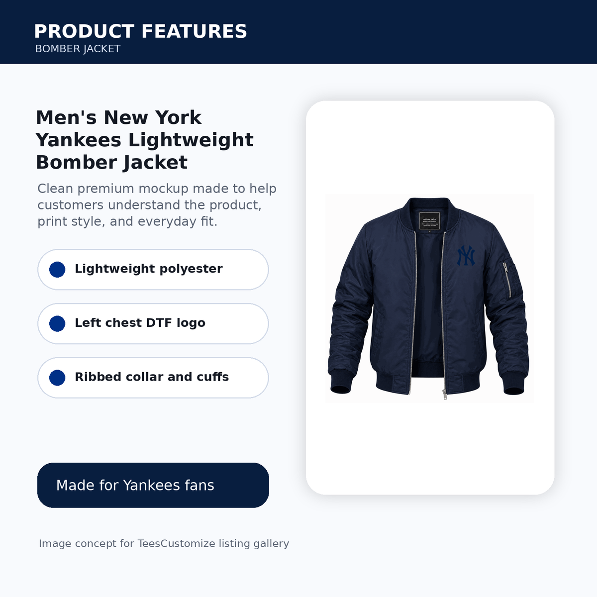 Men's New York Yankees Lightweight Bomber Jacket features image