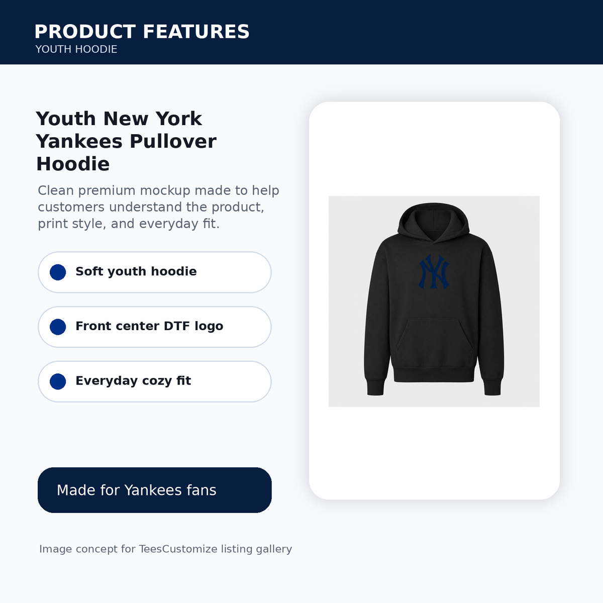 Youth New York Yankees Pullover Hoodie features image