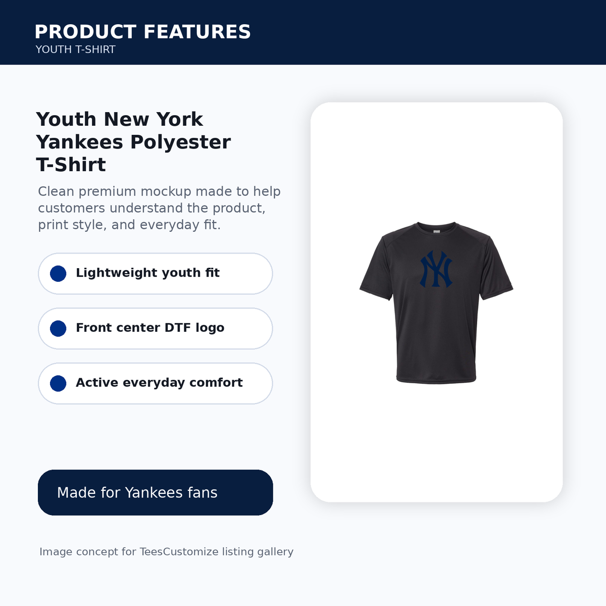 Youth New York Yankees Polyester T-Shirt features image