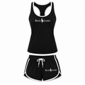 Women's Polo Ralph Lauren white design tank top and shorts set, Black