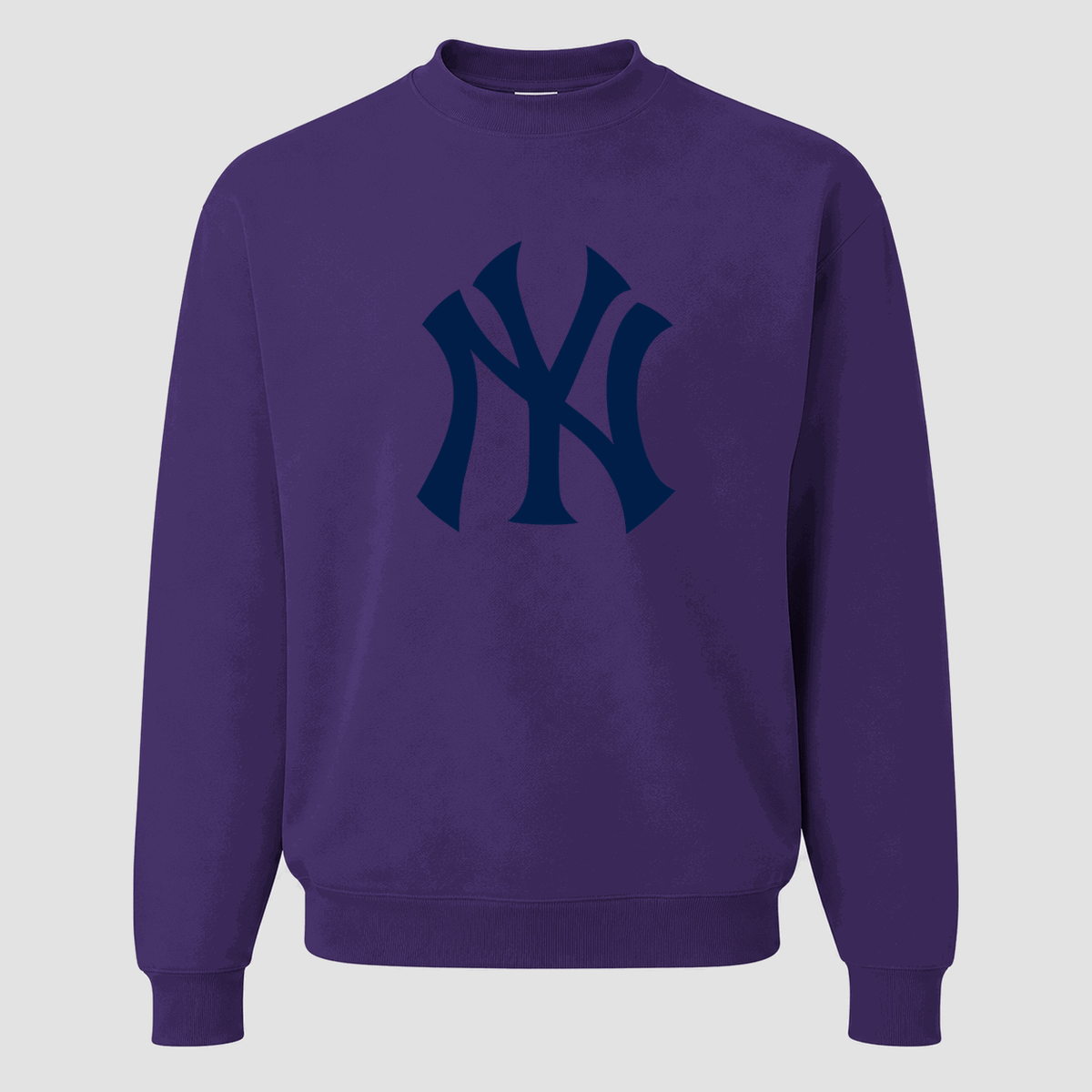 Purple New York Yankees crewneck sweatshirt - front view