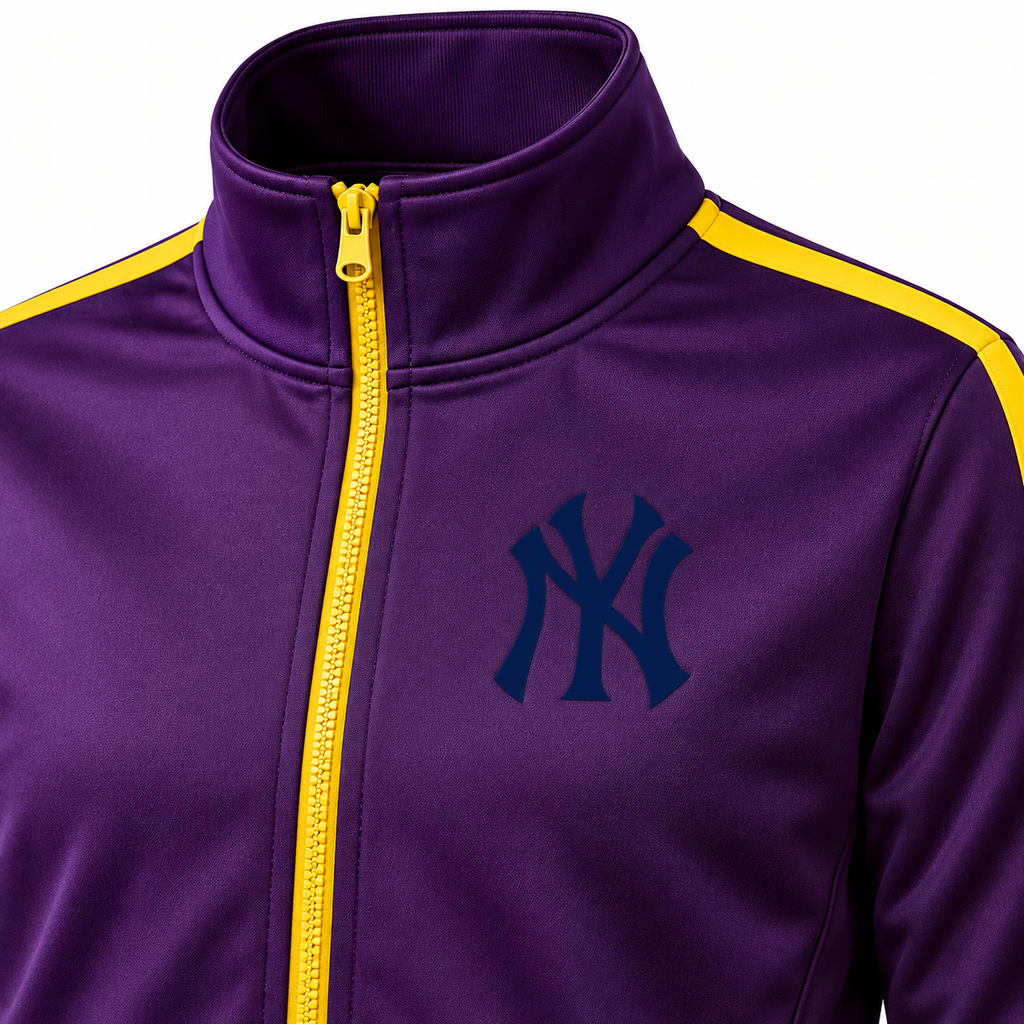 Purple New York Yankees dri-fit tracksuit - DTF print close-up