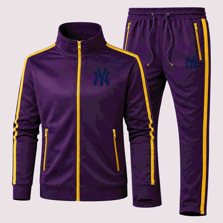Purple New York Yankees dri-fit tracksuit - front view