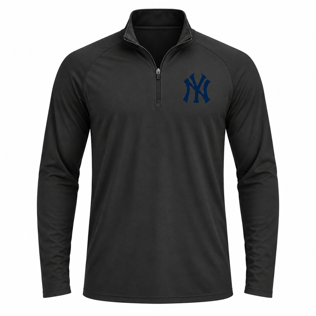 Dark Grey New York Yankees quarter-zip athletic shirt - front view