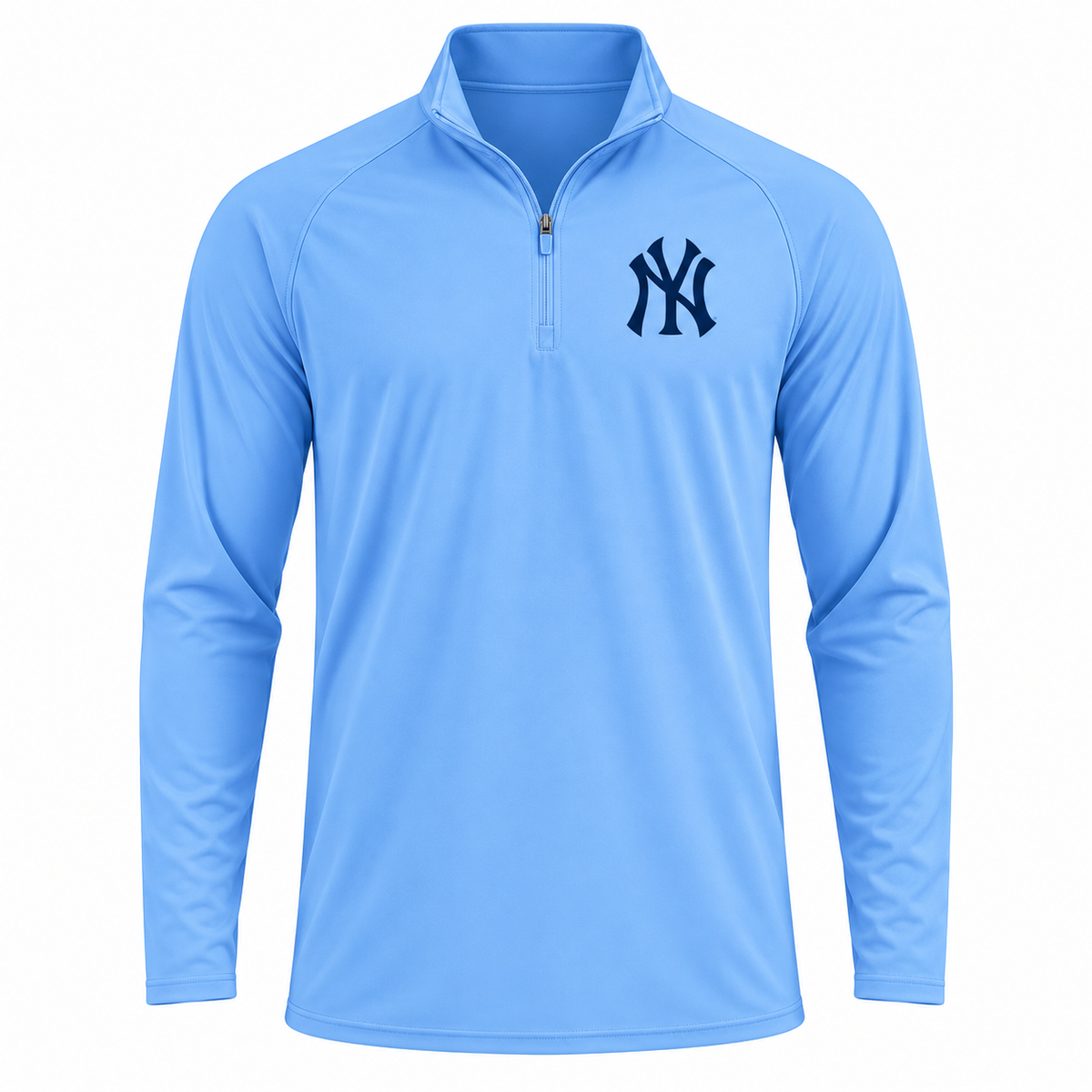 Light Blue New York Yankees quarter-zip athletic shirt - front view