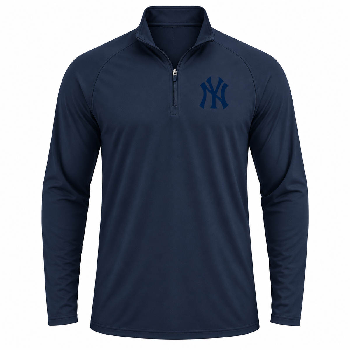 Navy New York Yankees quarter-zip athletic shirt - front view