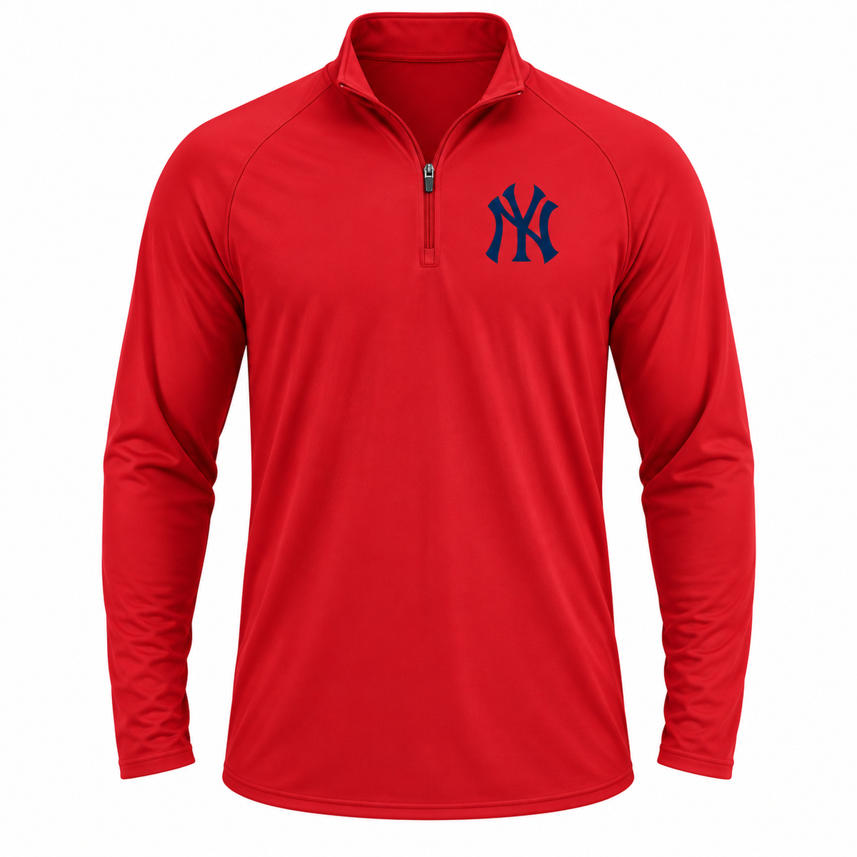 Red New York Yankees quarter-zip athletic shirt - front view