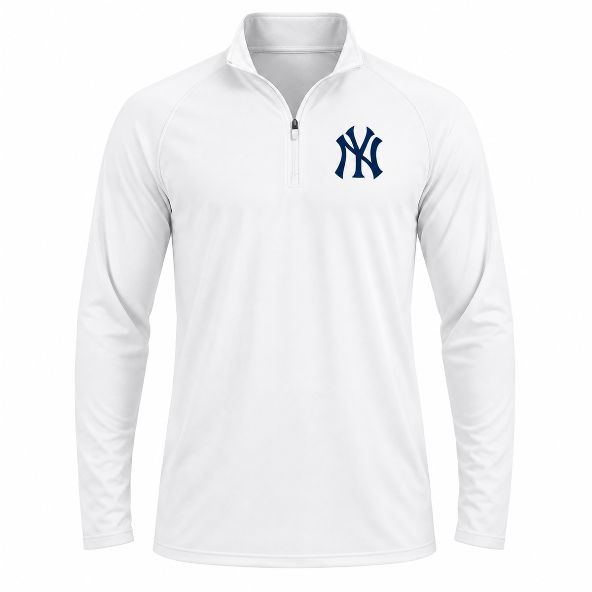 White New York Yankees quarter-zip athletic shirt - front view