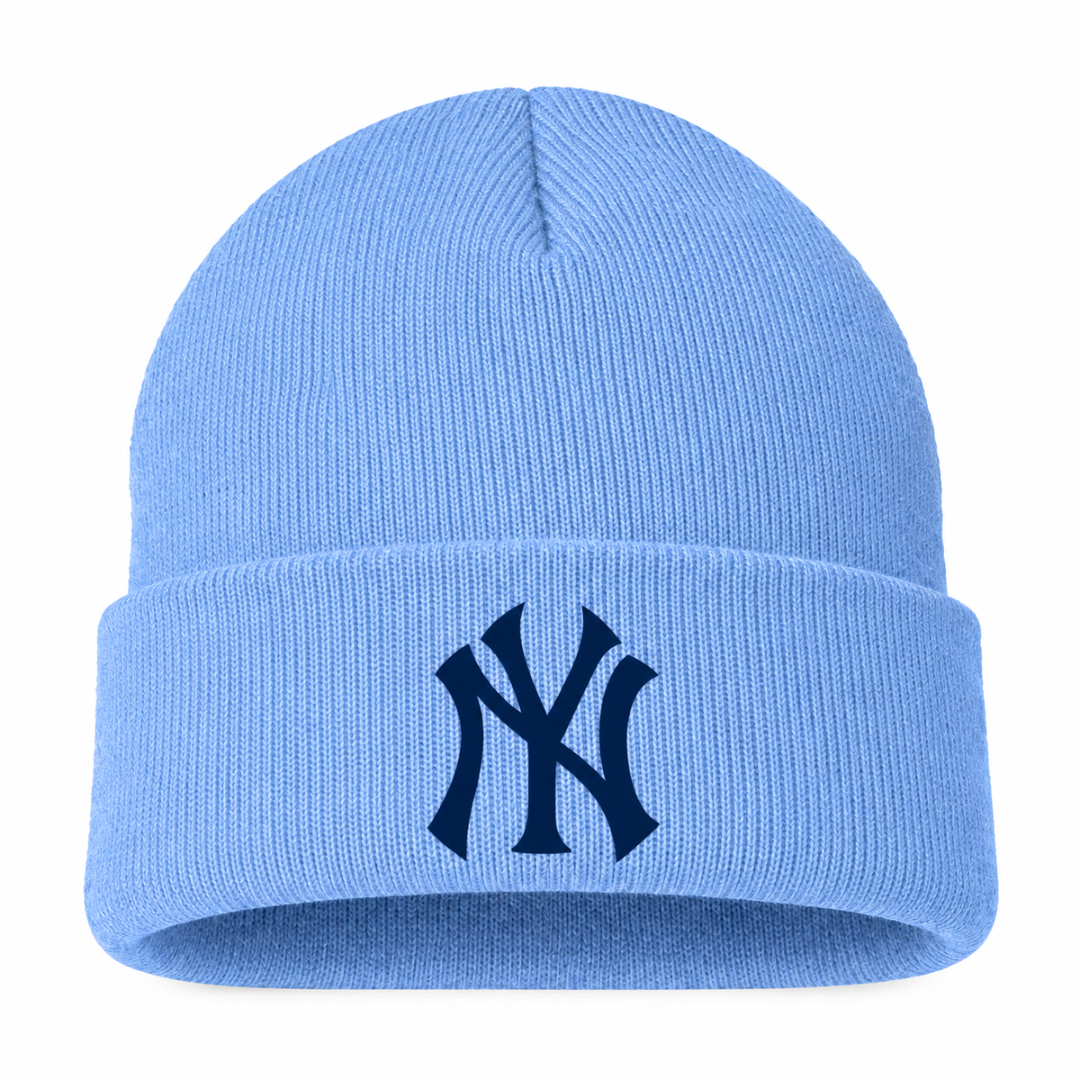 Sky Blue New York Yankees beanie hat - front view