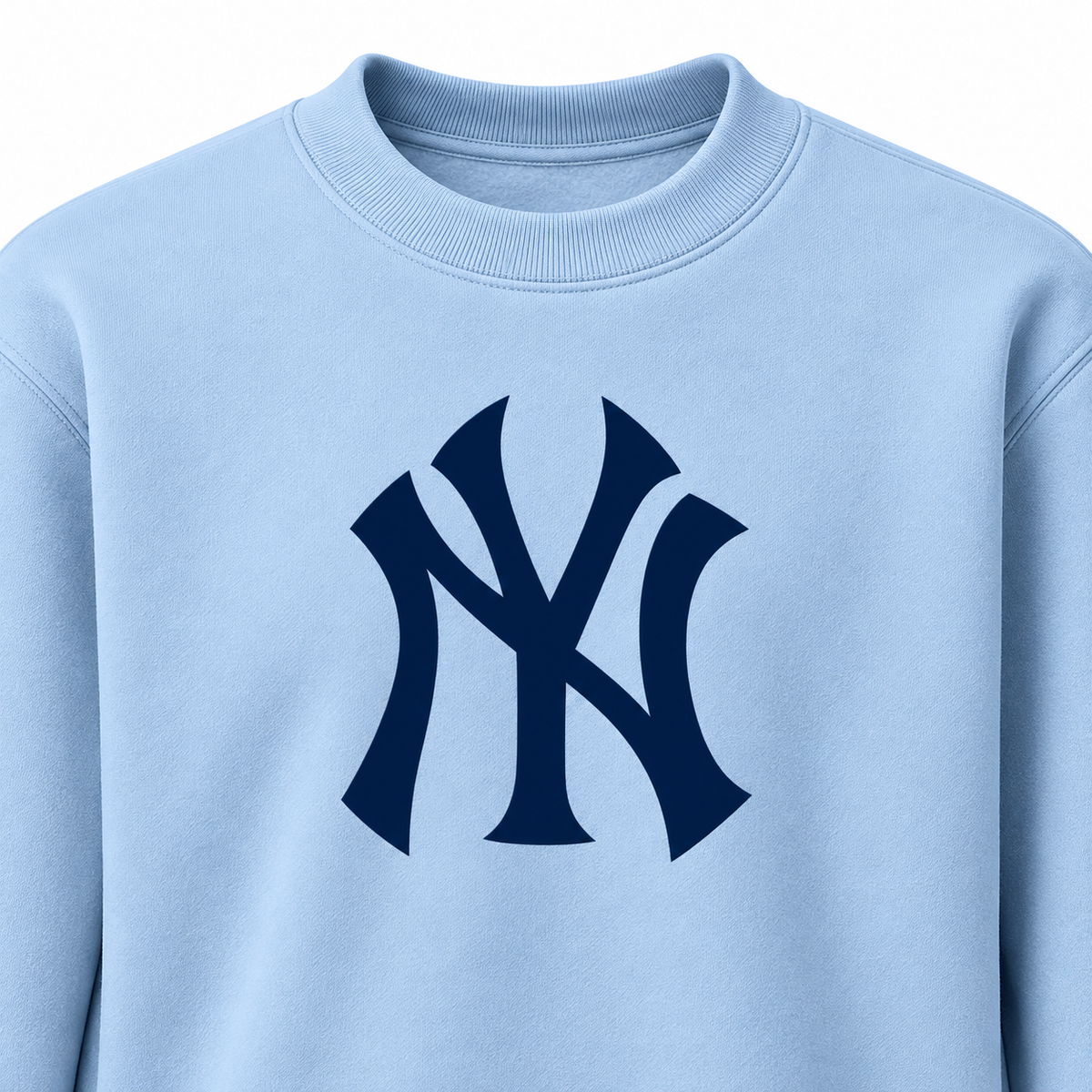 Sky Blue New York Yankees crewneck sweatshirt - DTF print close-up