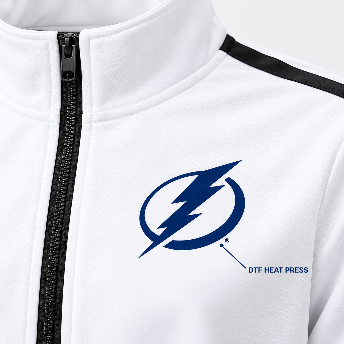 White - Tampa Bay Lightning tracksuit - heat-press-detail