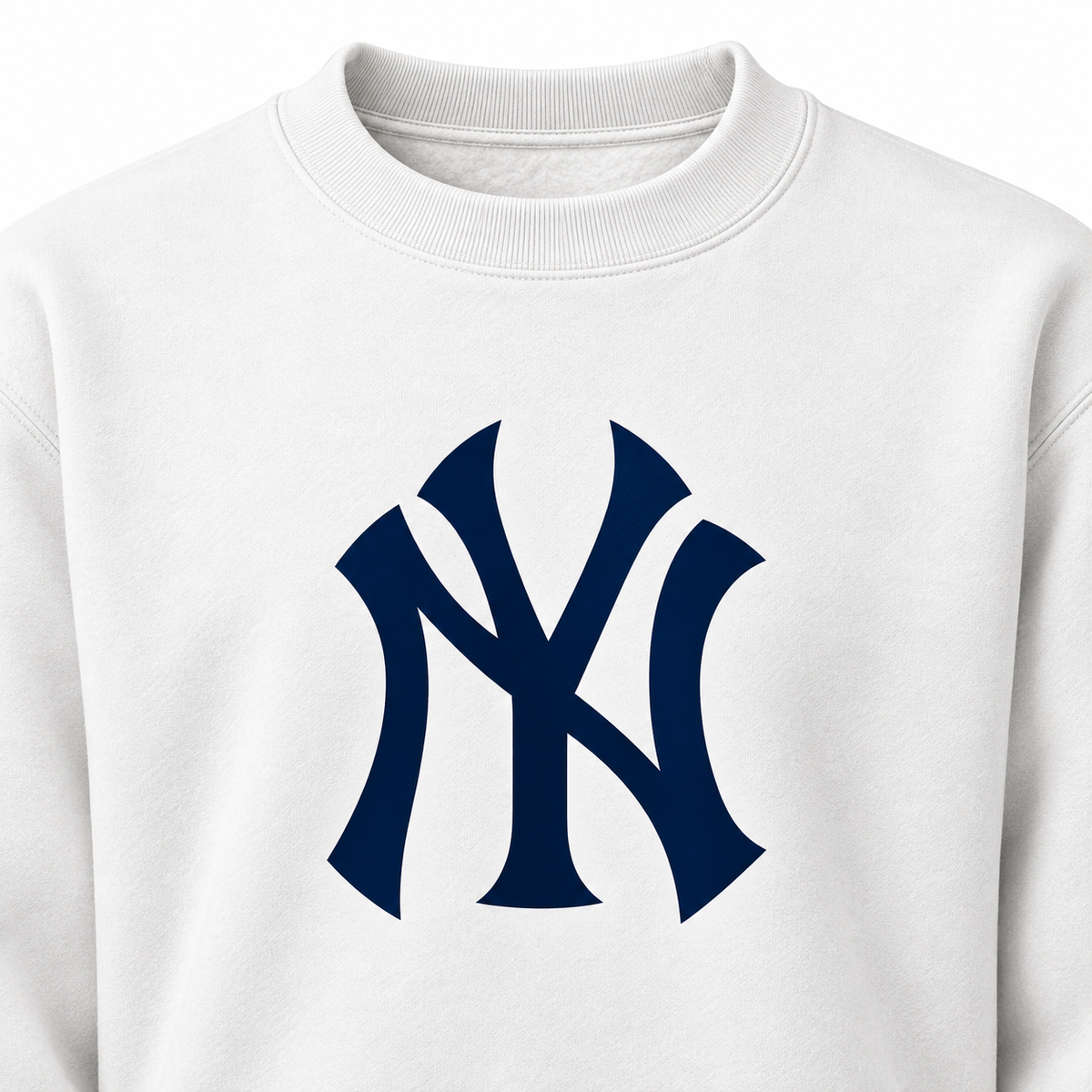 White New York Yankees crewneck sweatshirt - DTF print close-up