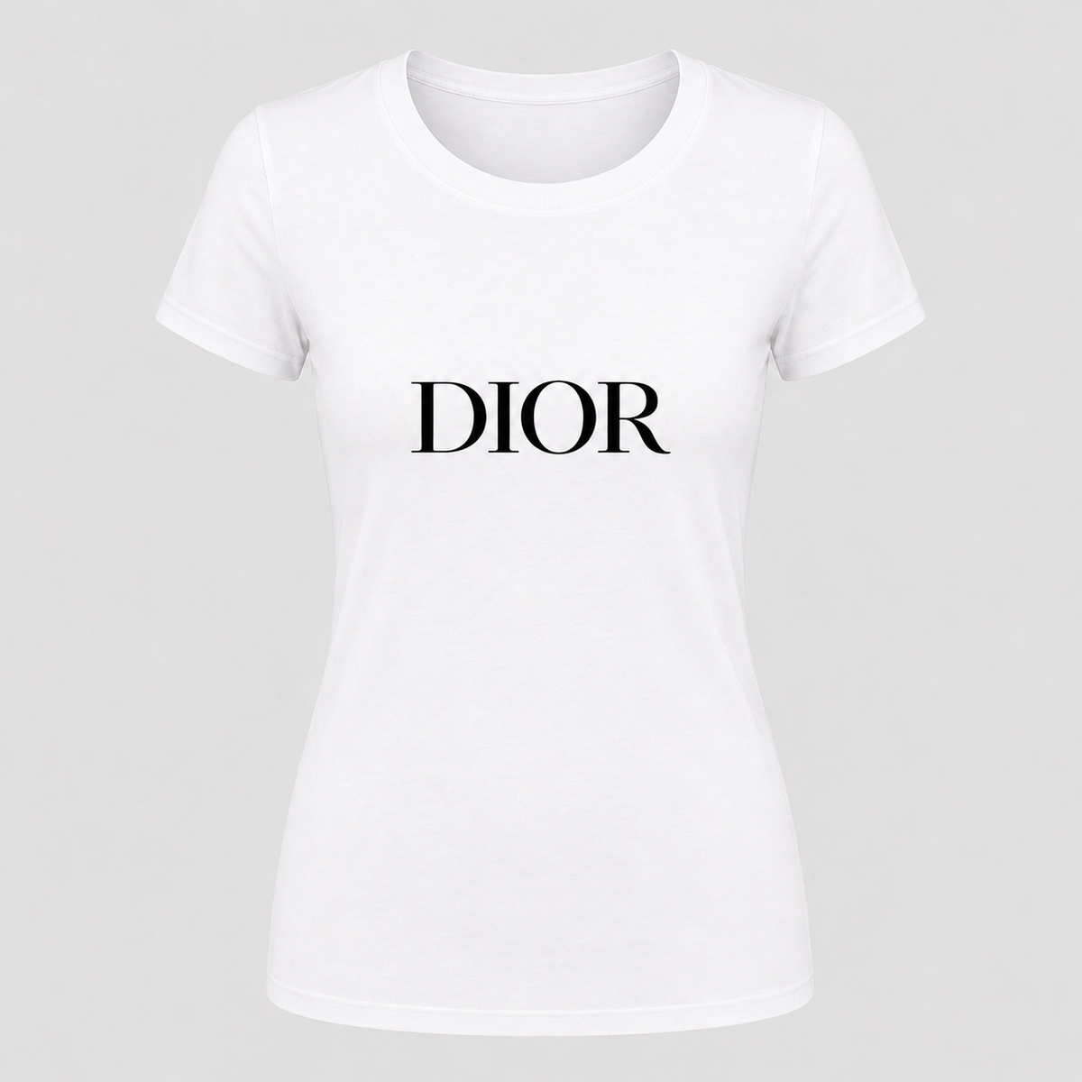 Women's dior plain round-neck T-shirt, white