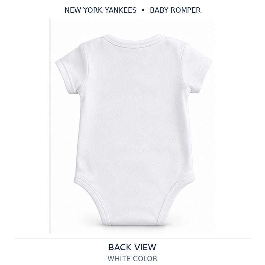 White Yankees baby romper — back view