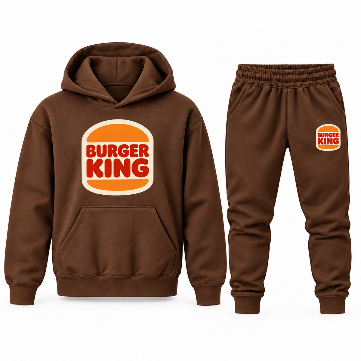 Youth Burger King Hoodie Jogger Set in Brown