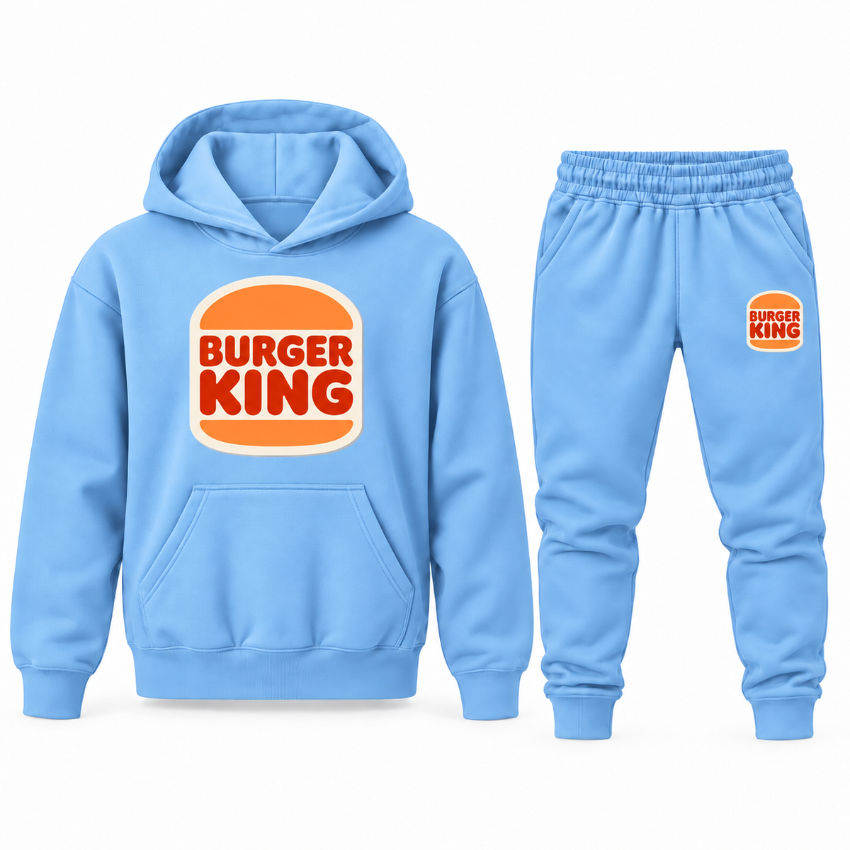 Youth Burger King Hoodie Jogger Set in Sky Blue