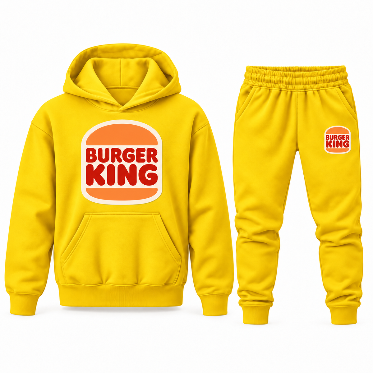 Youth Burger King Hoodie Jogger Set in Yellow