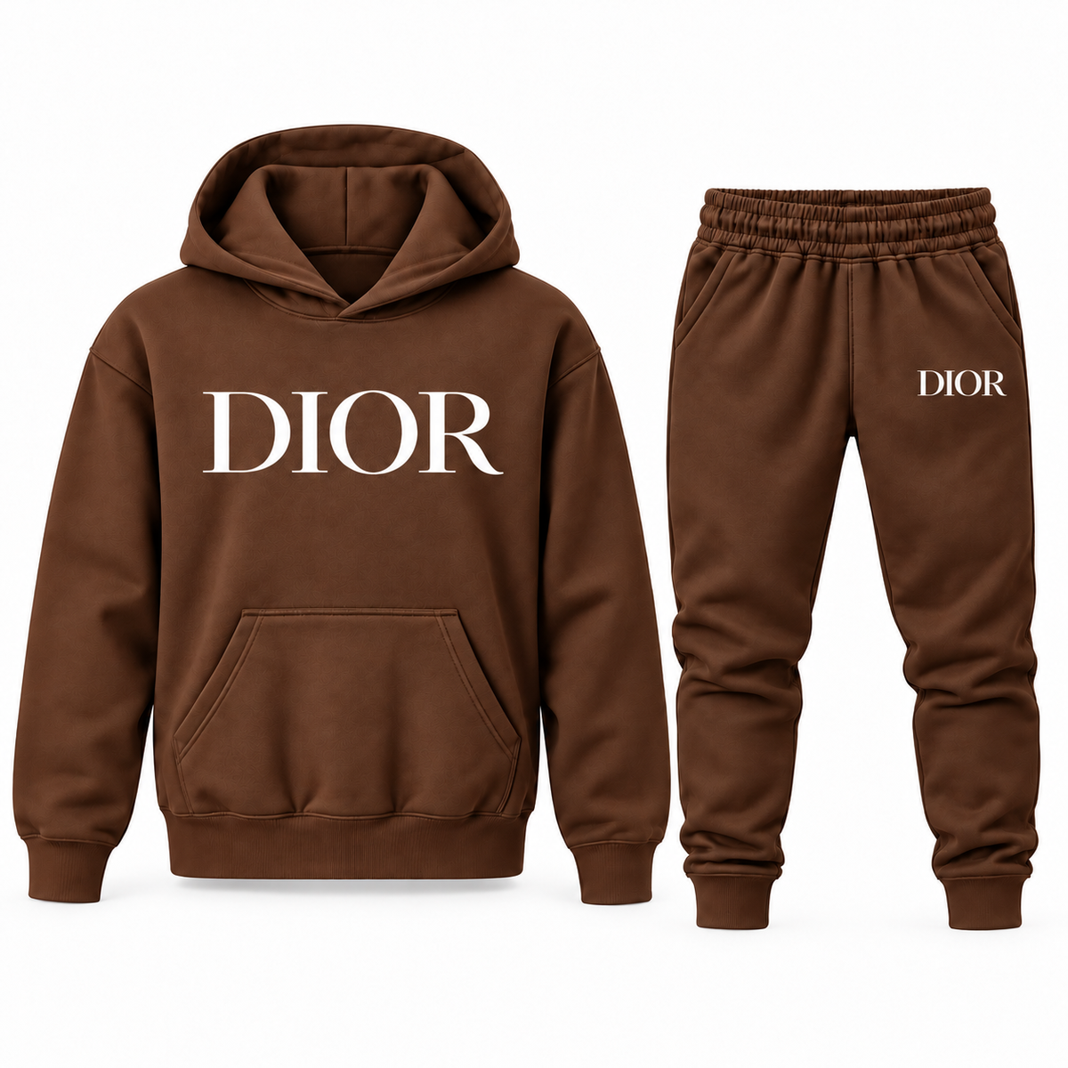 Youth Dior Hoodie Jogger Set in Brown