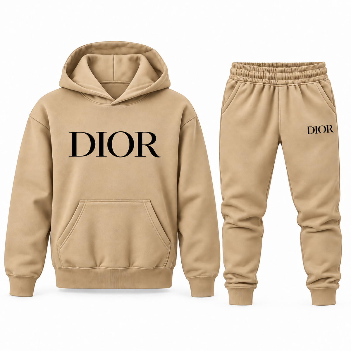 Youth Dior Hoodie Jogger Set in Tan