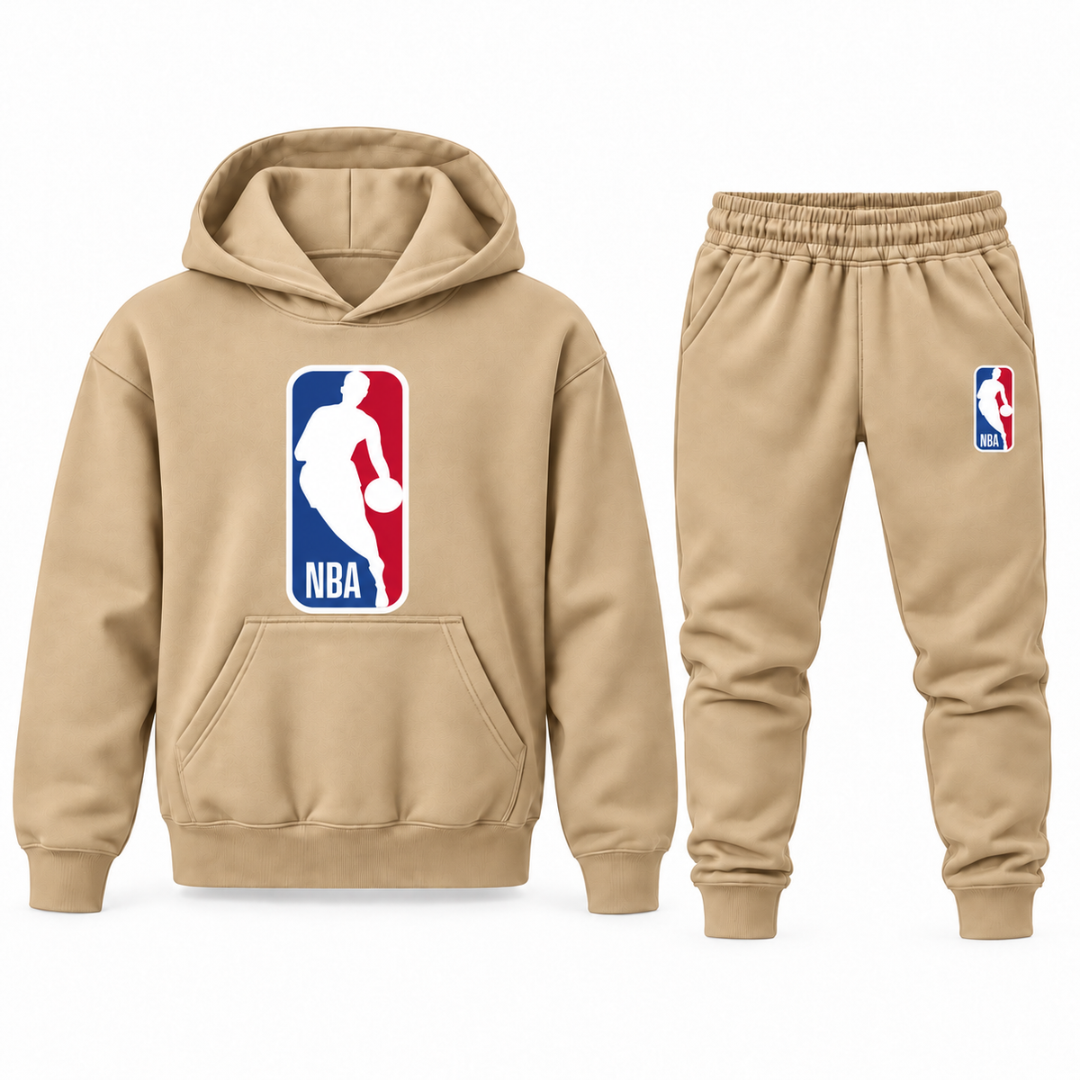 Youth NBA Hoodie Jogger Set in Tan