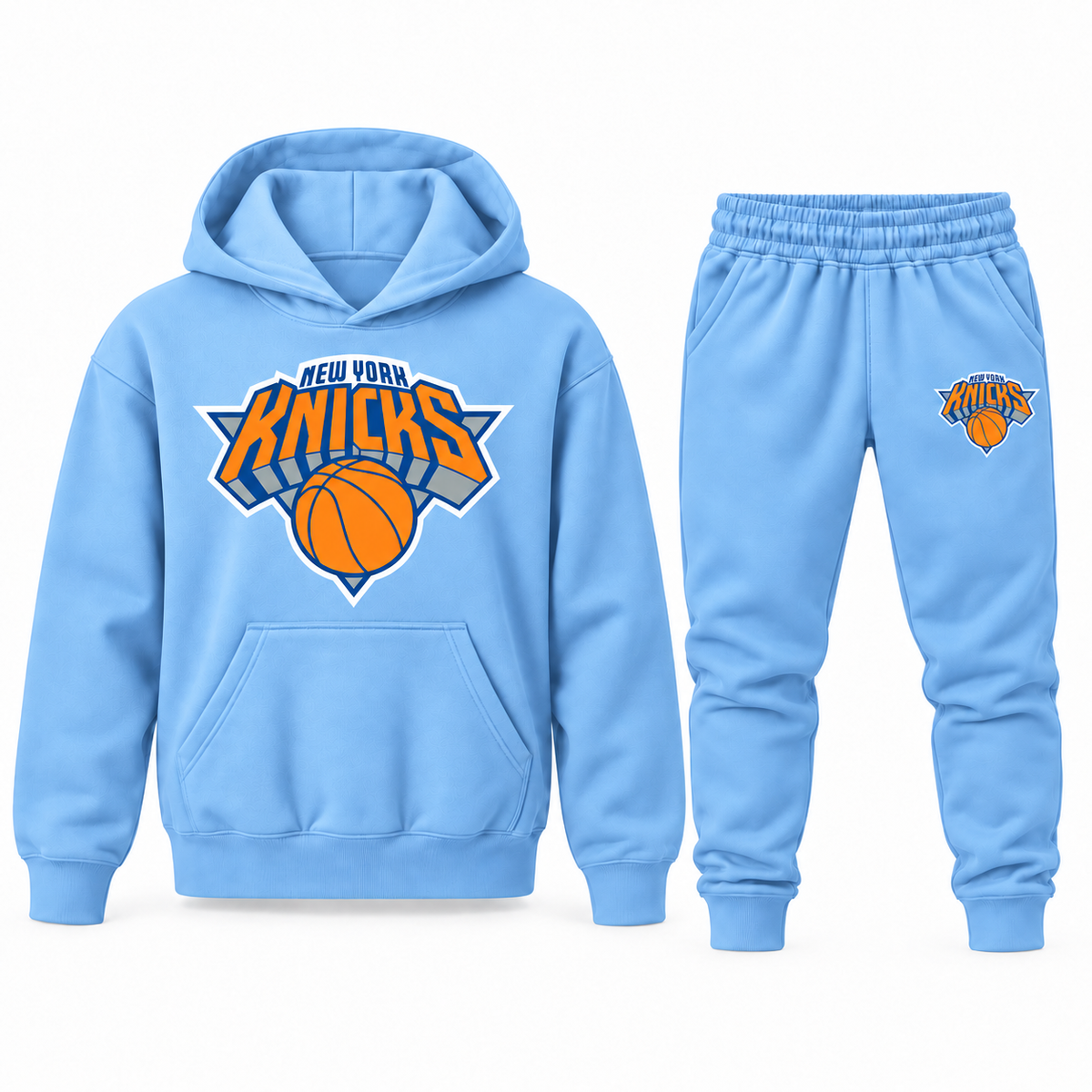 Youth New York Knicks Hoodie Jogger Set in Sky Blue