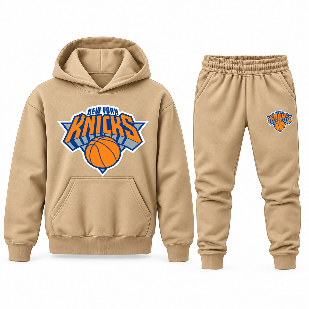 Youth New York Knicks Hoodie Jogger Set in Tan