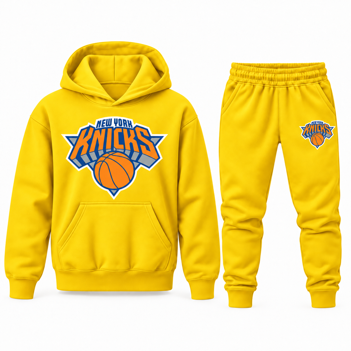 Youth New York Knicks Hoodie Jogger Set in Yellow